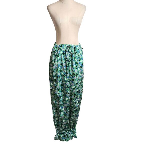 Diane Von Furstenberg Blue and Green Nylon Bloomers Pants NWT - Picture 3 of 8